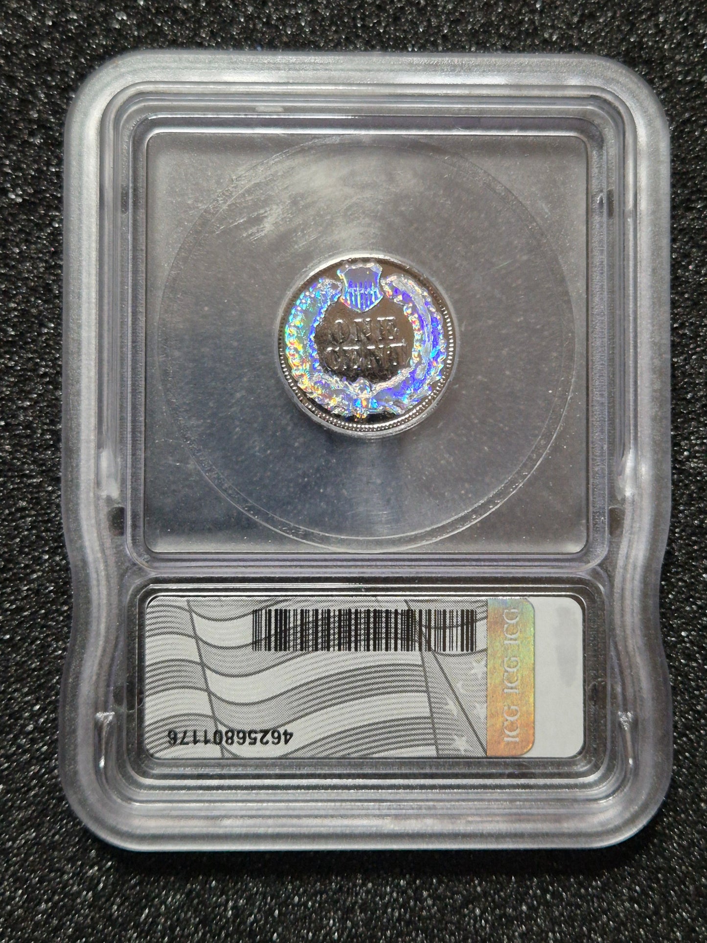 Indian Cent , Coated In Black Ruthenium, With Hologram