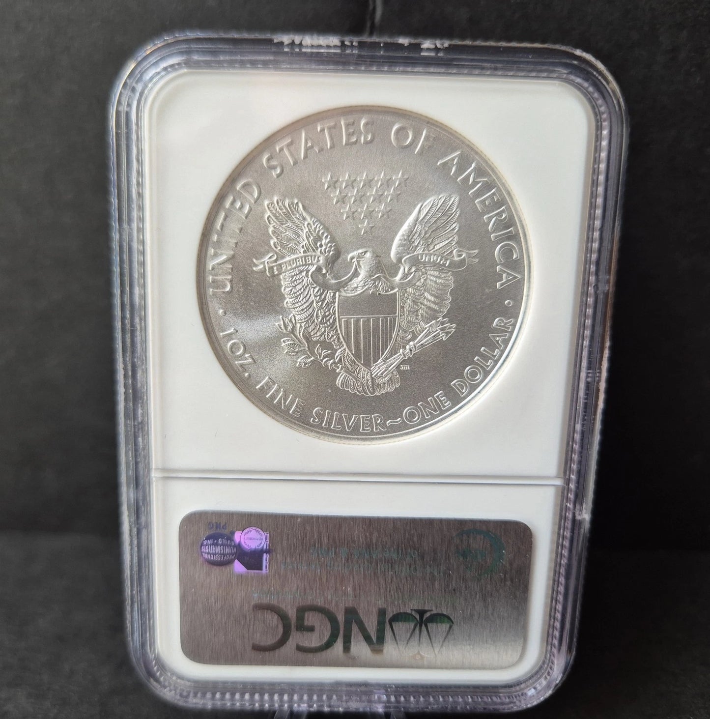 2008 American 1 oz Silver Eagle coin graded MS69 By NGC image 1