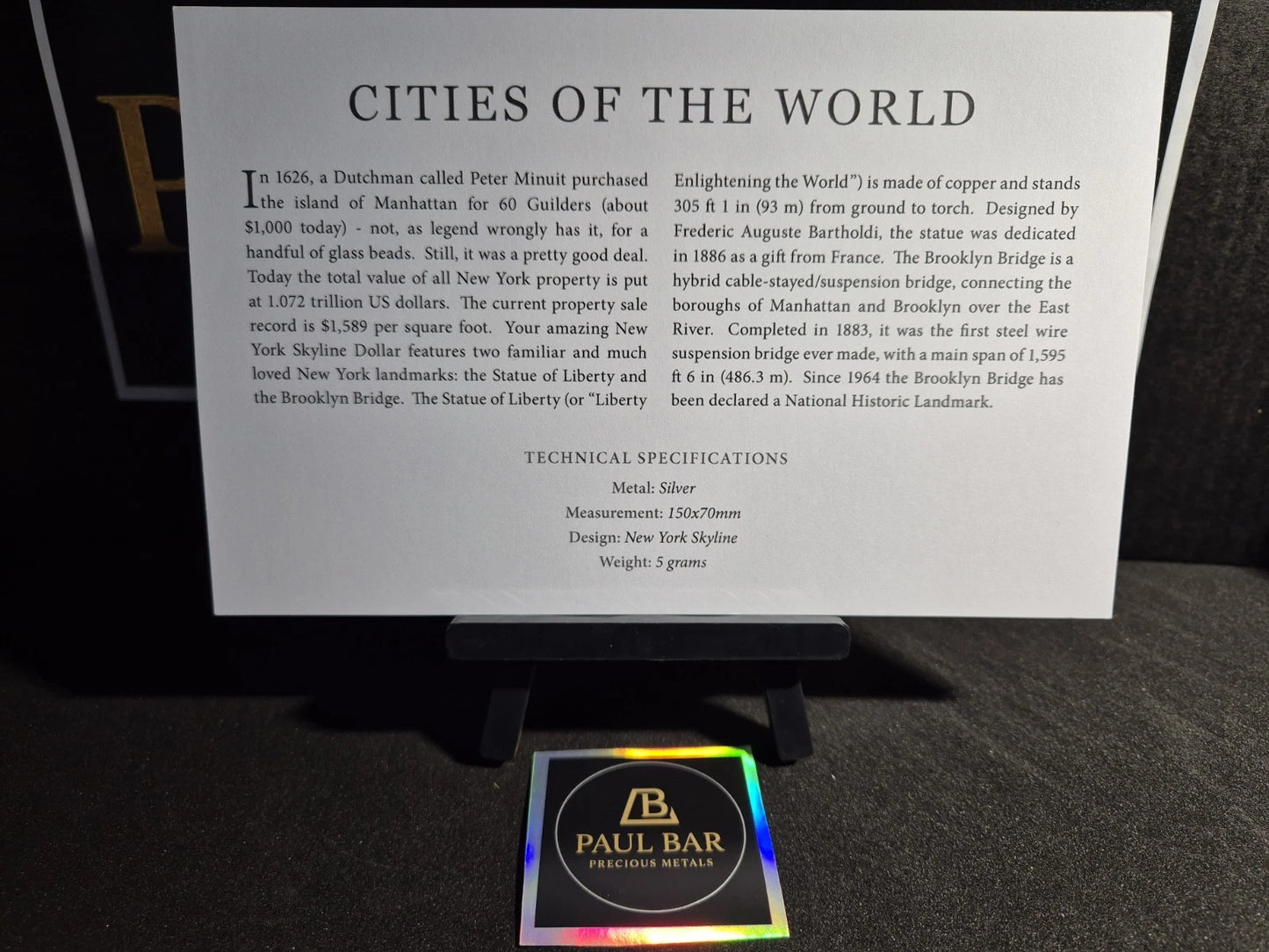 New York Skyline Dollars Foil Silver Note" issued by the Cook Islands image 2