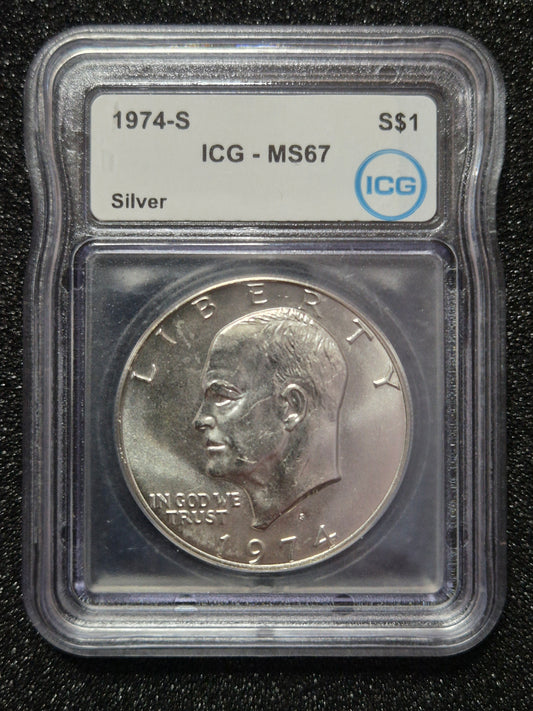1974 S MS67 "Ike" Silver Dollar Graded By ICG