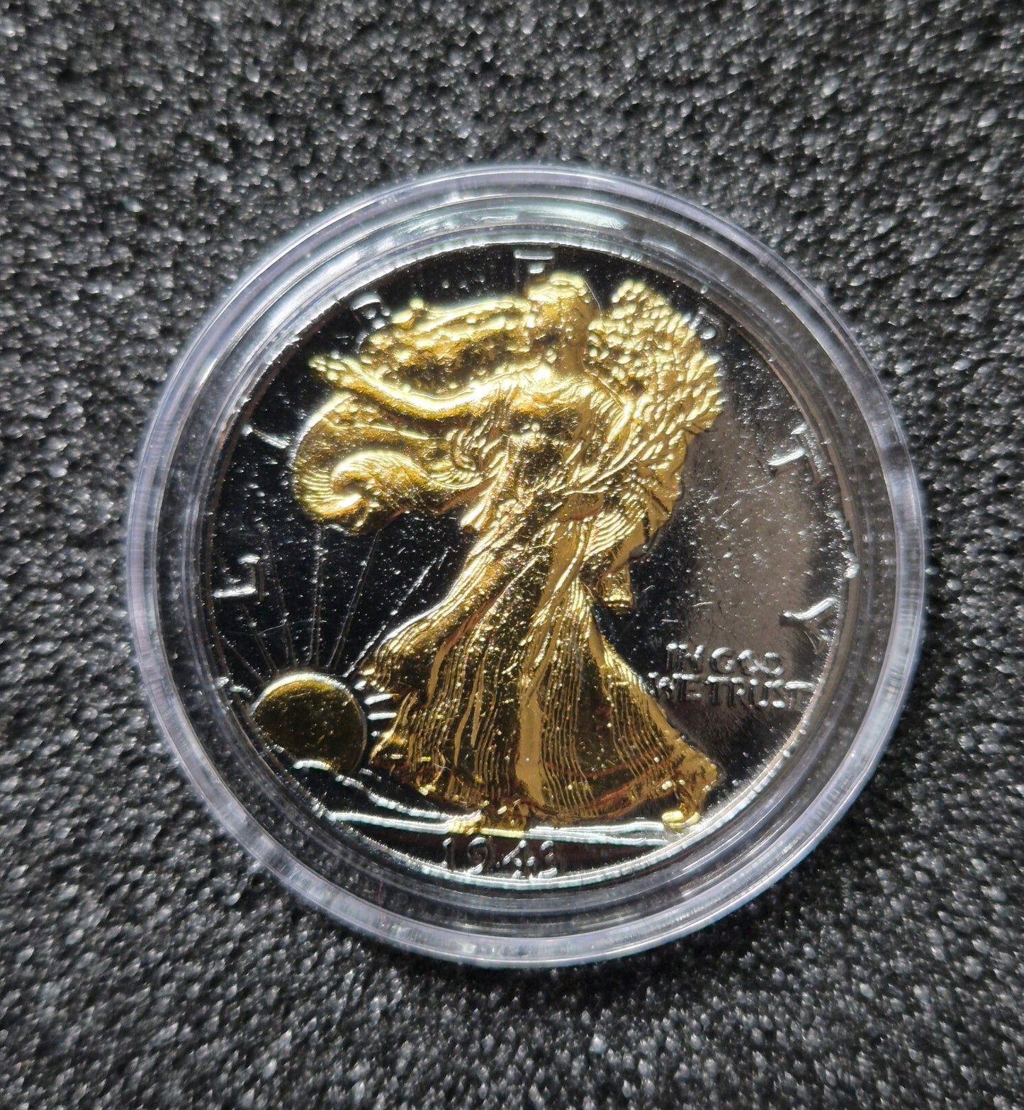 Walking Liberty Silver Half Dollar – Black Ruthenium & 24K Gold Edition (with COA & Display Box)