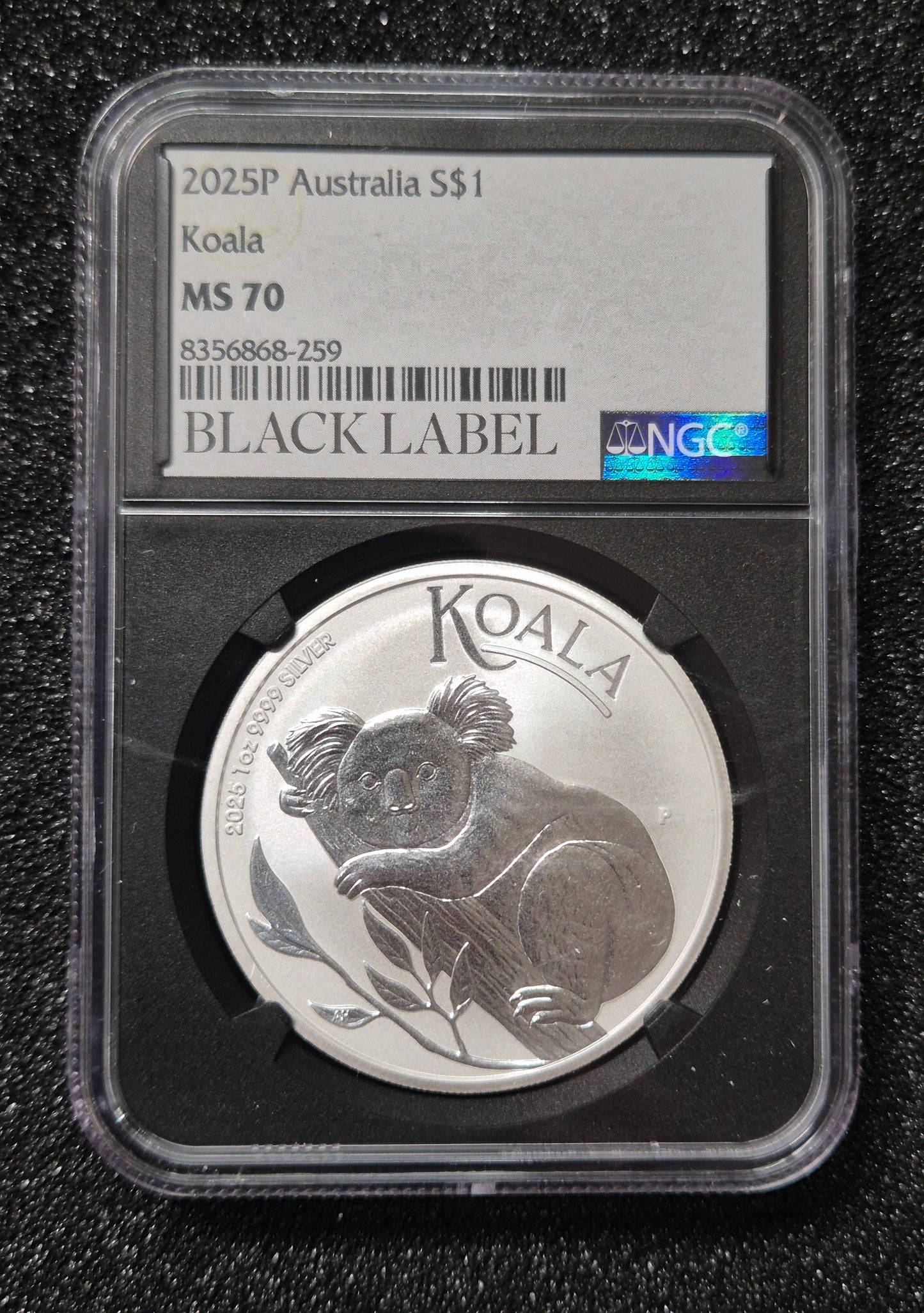 2025 Australia $1 Silver Koala – NGC MS 70 Black Label