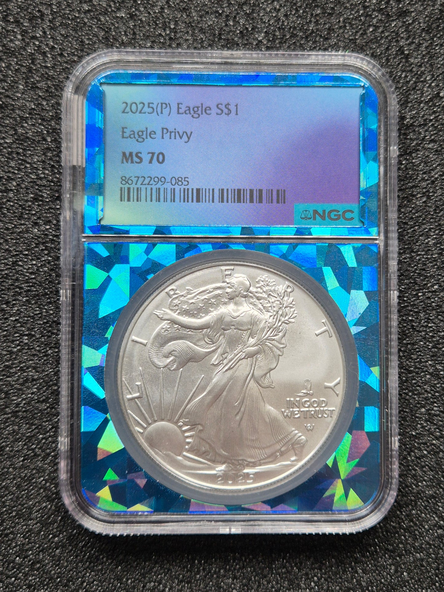 2025 (P) American Silver Eagle – Eagle Privy - NGC MS70 - Prismatic Core Holder