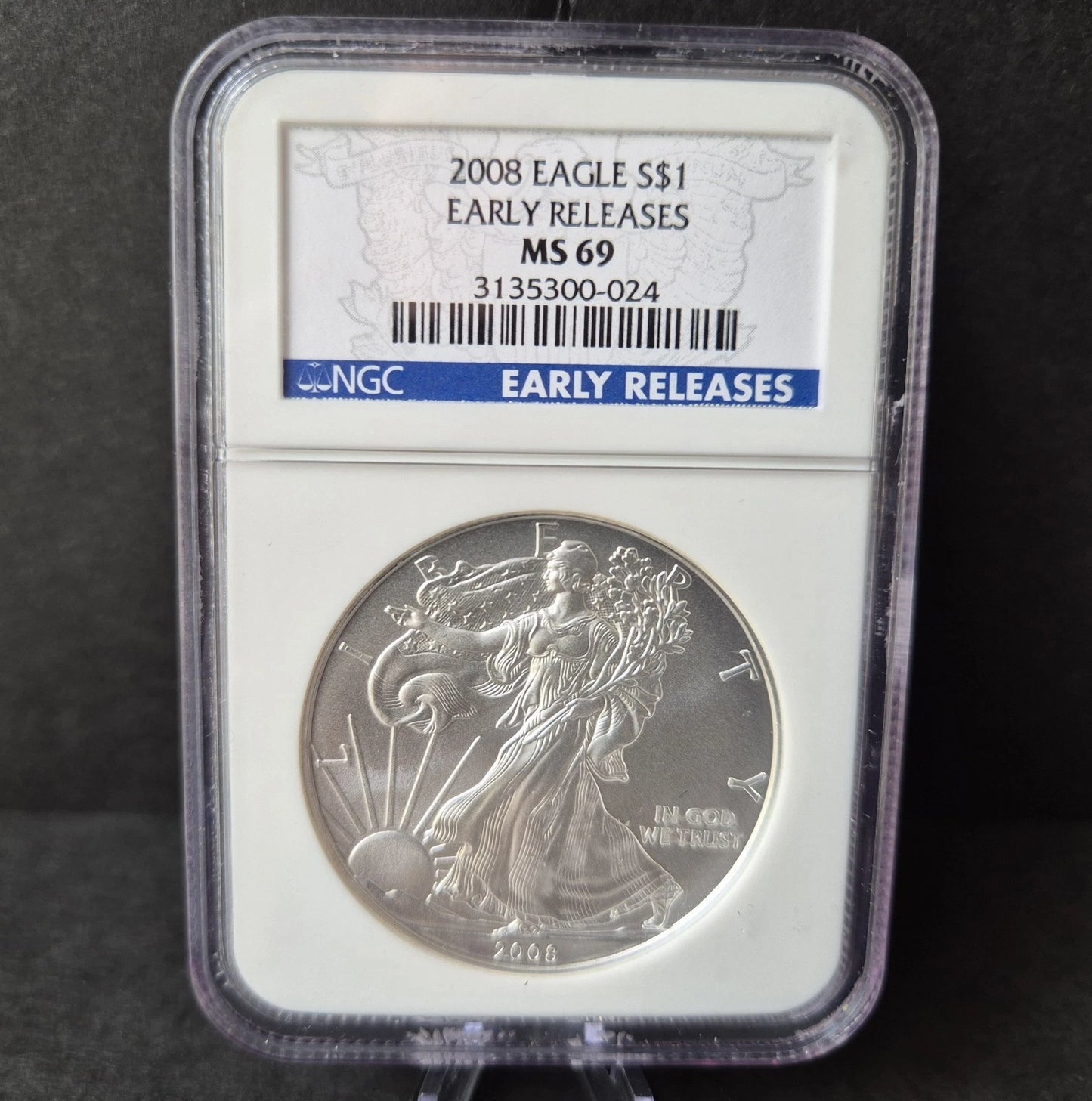 2008 American 1 oz Silver Eagle coin graded MS69 By NGC image 0