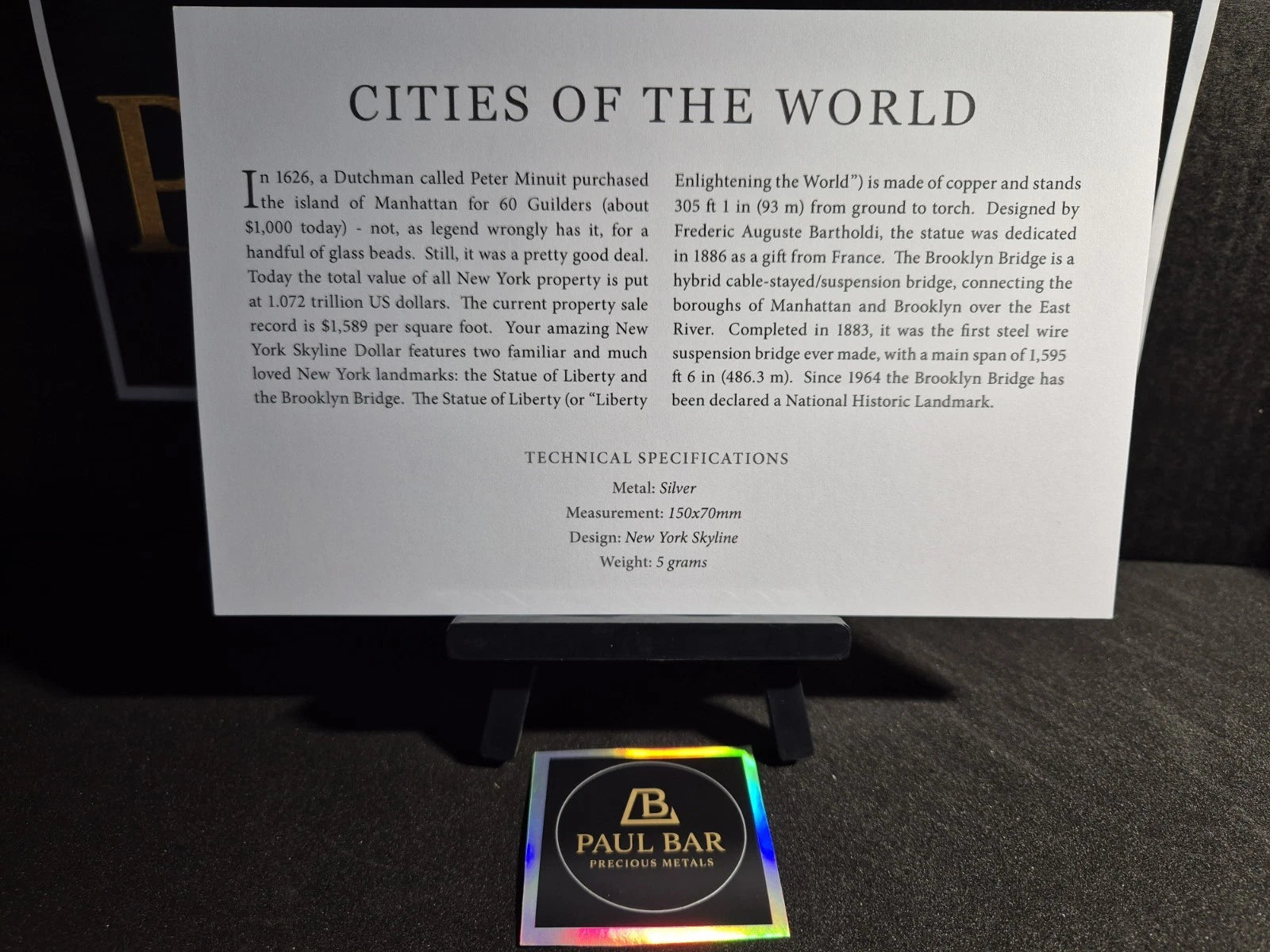 New York Skyline Dollars Foil Silver Note" issued by the Cook Islands image 2