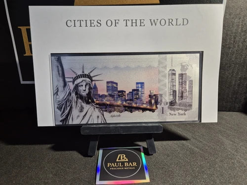 New York Skyline Dollars Foil Silver Note issued by the Cook Islands | Paul Bar Precious Metals